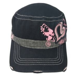 Main Gate NHRA Army Cap Black One Size Distressed Heart National Hot Rod Assoc